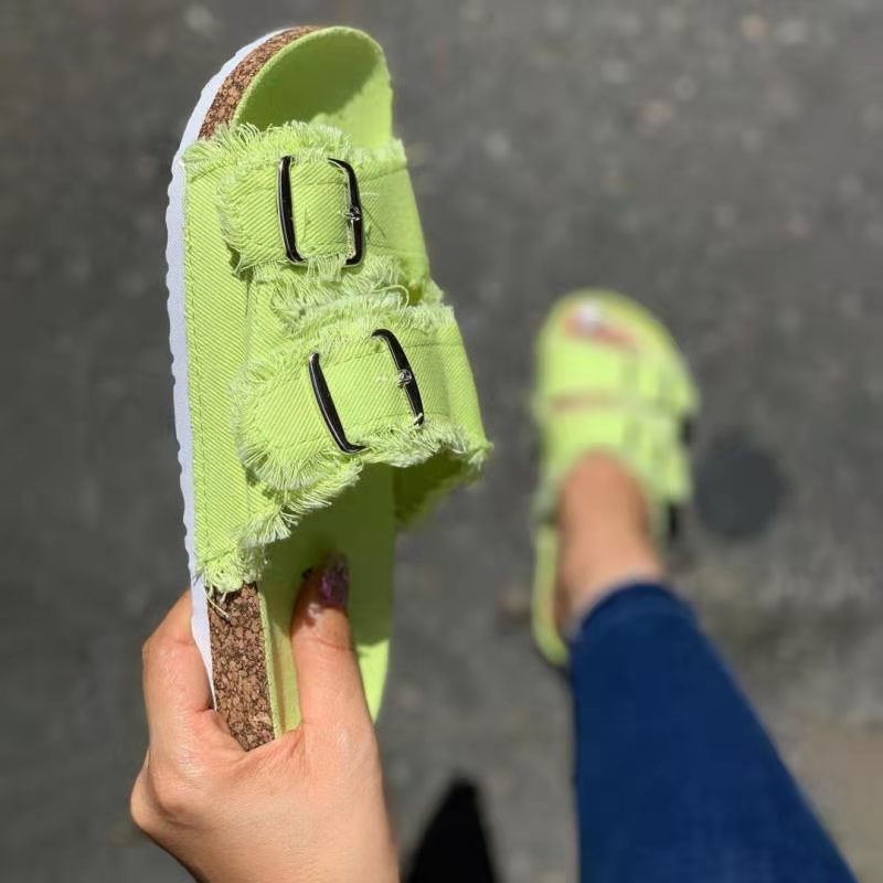 Serie de mezclilla al por mayor zapatillas de verano